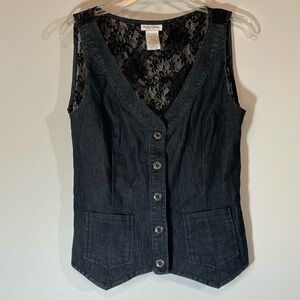 Monroe‎ & Main Denim & Lace Boho Grunge Vest